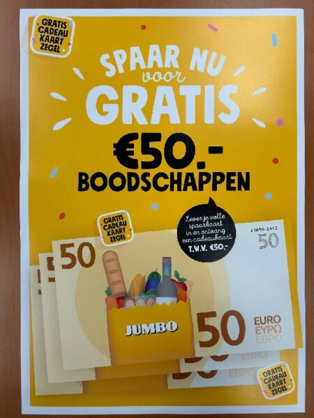 Jumbo spaaractie: spaar voor cadeaukaart van 50 euro