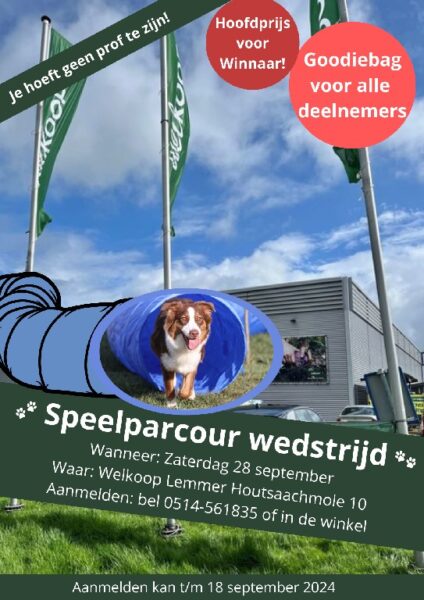 Speelparcours wedstrijd voor honden bij Welkoop