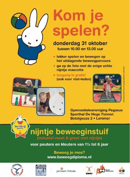 In de herfstvakantie spelen en bewegen met de Nijntje Mascotte