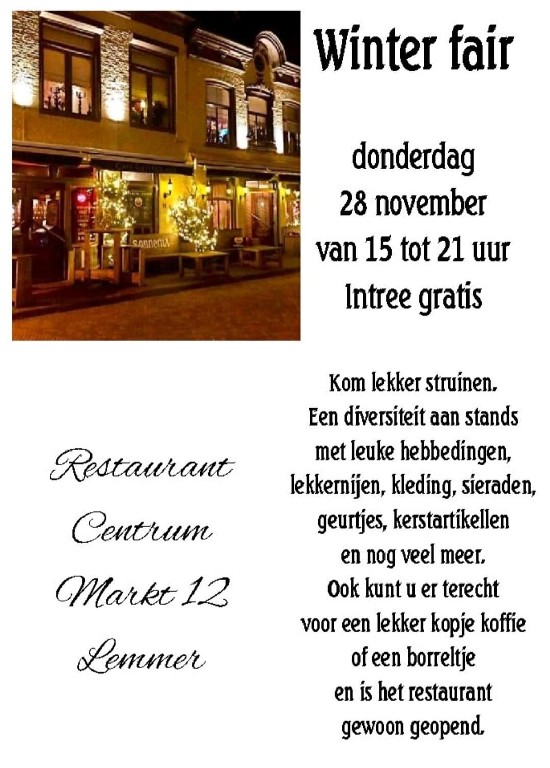 28 november: Winterfair Restaurant Centrum