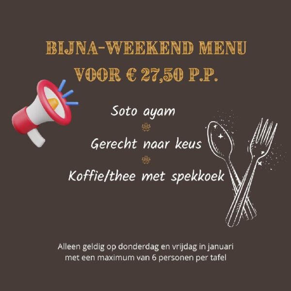 Januari actie bij Indonesisch restaurant Hier is ‘t in Lemmer